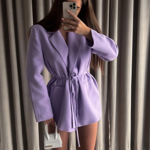 Zara STRAIGHT CUT BELTED BLAZER - Picture 13 of 16